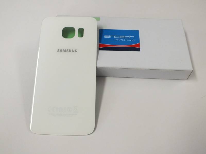 Samsung Galaxy S6 Edge G925F Akkudeckel Glas weiss Backcover Rückseite GH82-09602B