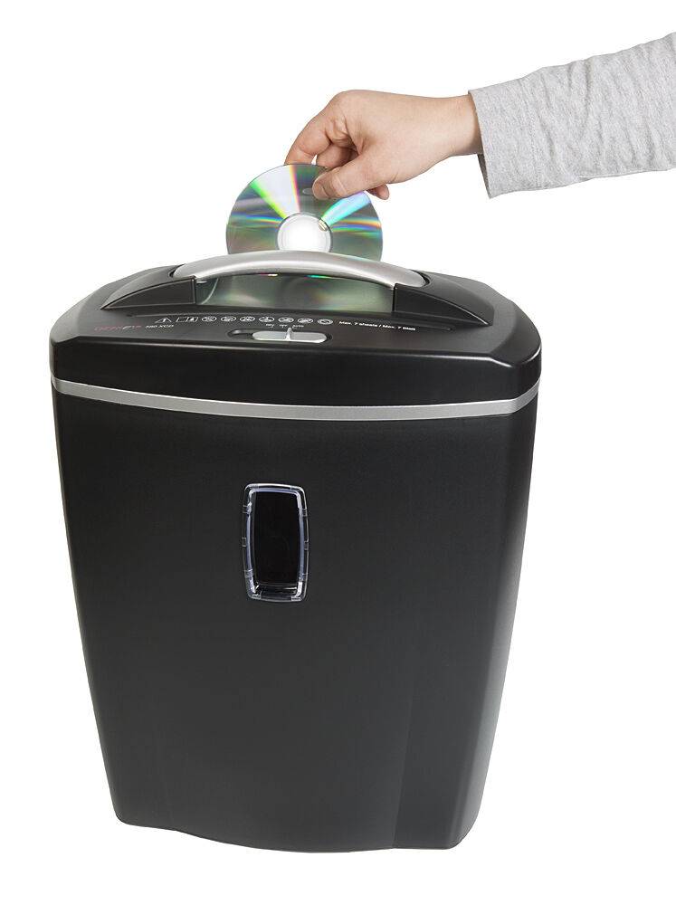 GENIE 580 Aktenvernichter 10 Blatt Partikelschnitt und CD Vernichtung schwarz