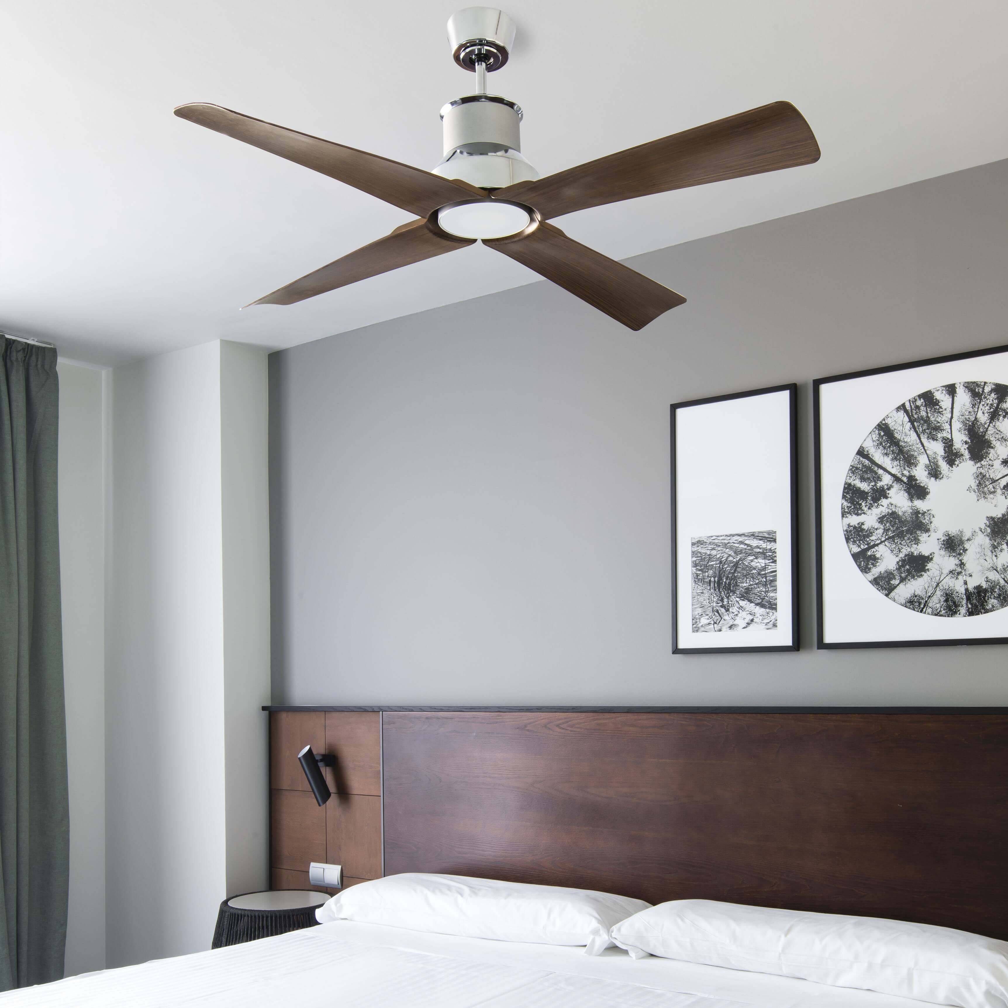 DC Deckenventilator Winche Chrom mit Fernbedienung