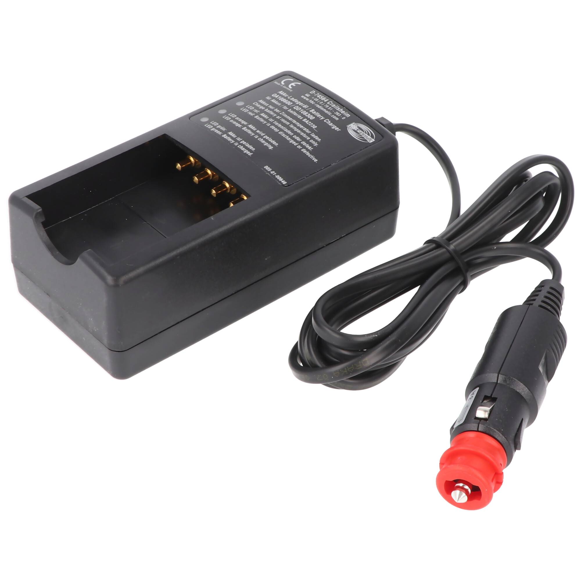 Original-Ladegerät HBC QD108300 passend für HBC BA22300, mit 12 Volt Stecker