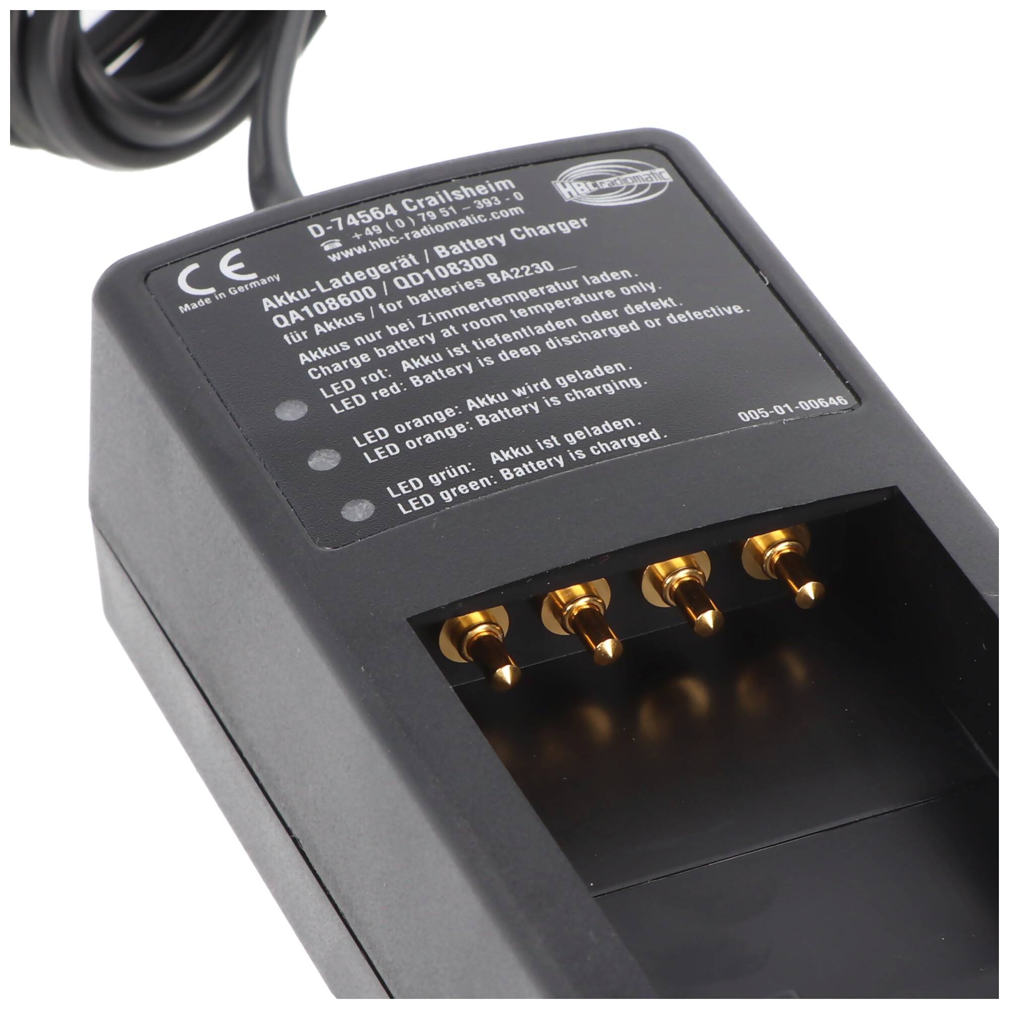 Original-Ladegerät HBC QD108300 passend für HBC BA22300, mit 12 Volt Stecker