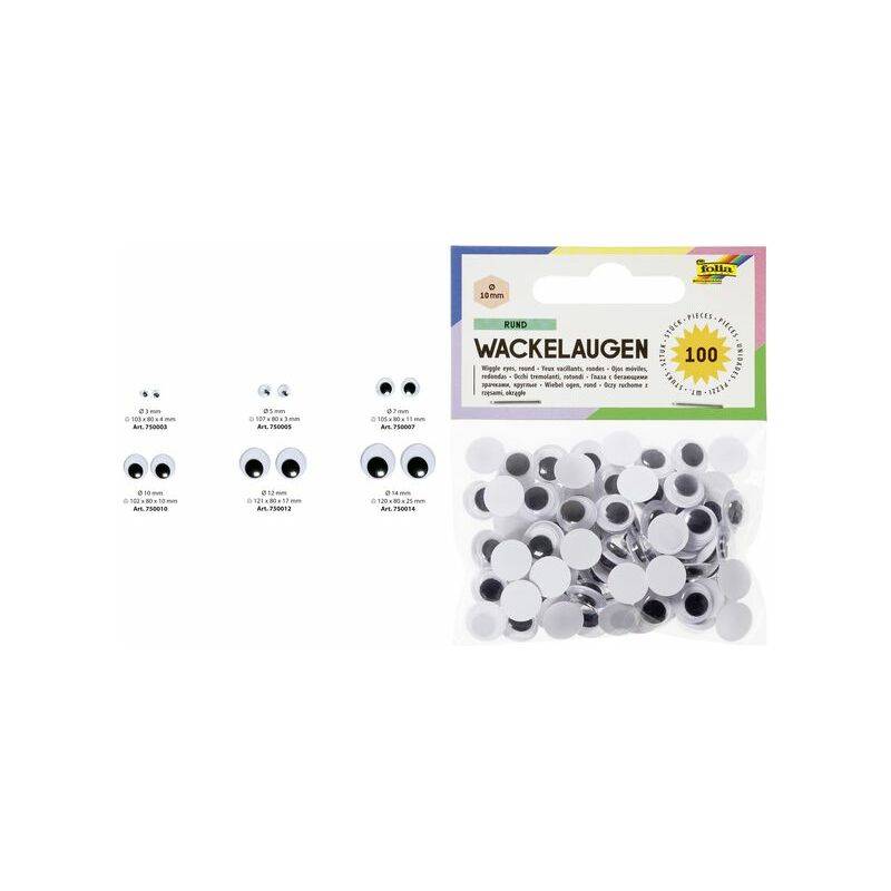 folia Wackelaugen, rund, 7 mm, nicht selbstklebend