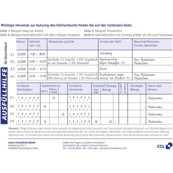 Fahrtenbuch PKW A6 quer RC 64 Seiten (für 310 Fahrten)