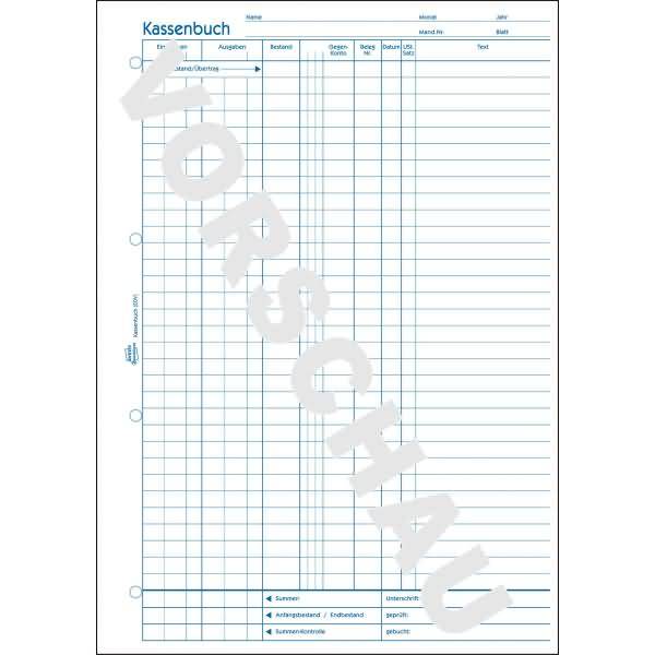 Kassenbuch A4 RC EDV-gerecht Blaupapier 100 Blatt