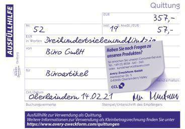 Avery Zweckform Quittung 1255 A6 100Blatt