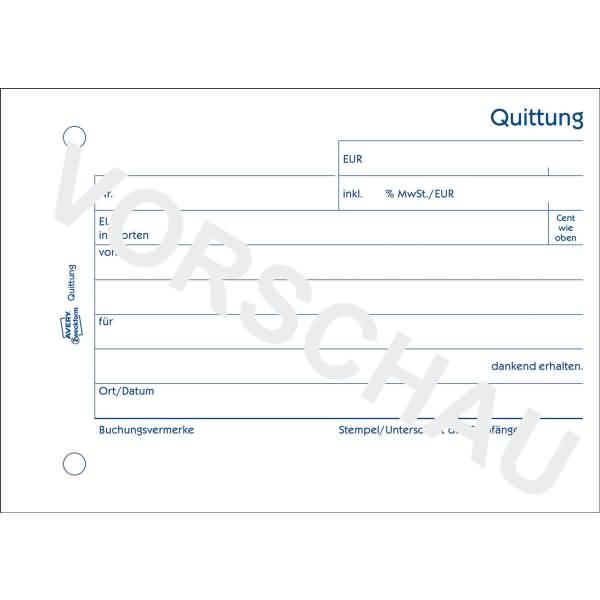 Quittung inkl. MwSt. A6 quer RC 100 Blatt