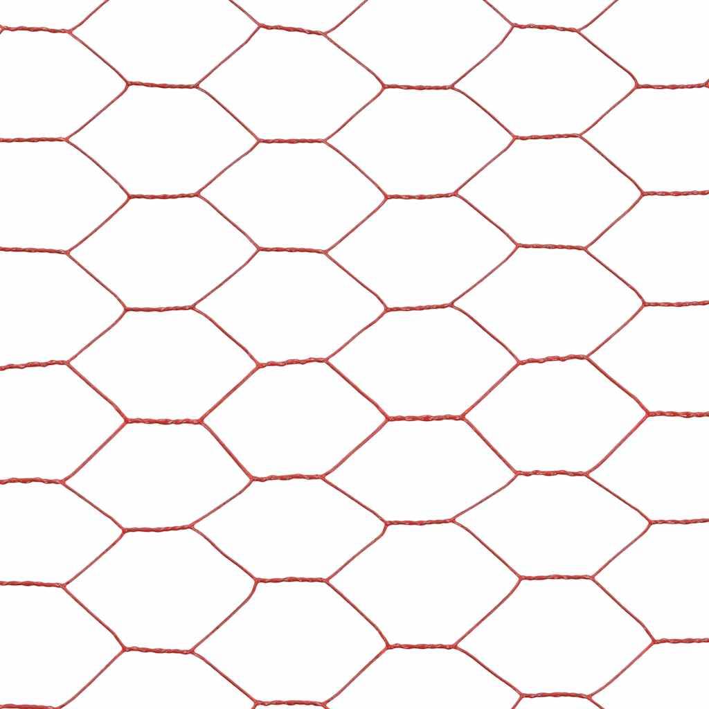 vidaXL Drahtzaun Stahl mit PVC-Beschichtung 25x1 m Rot