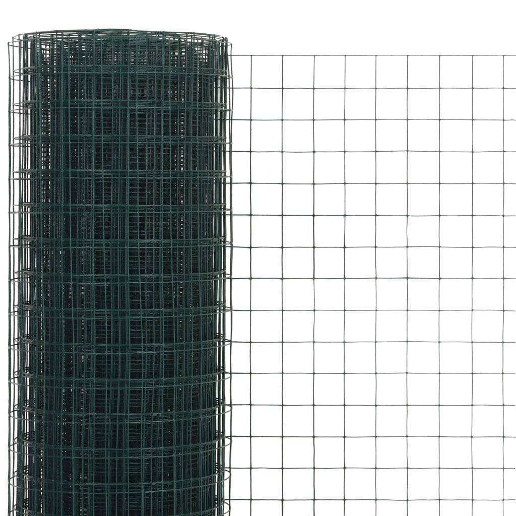 vidaXL Drahtzaun Stahl mit PVC-Beschichtung 25x0,5 m Grün
