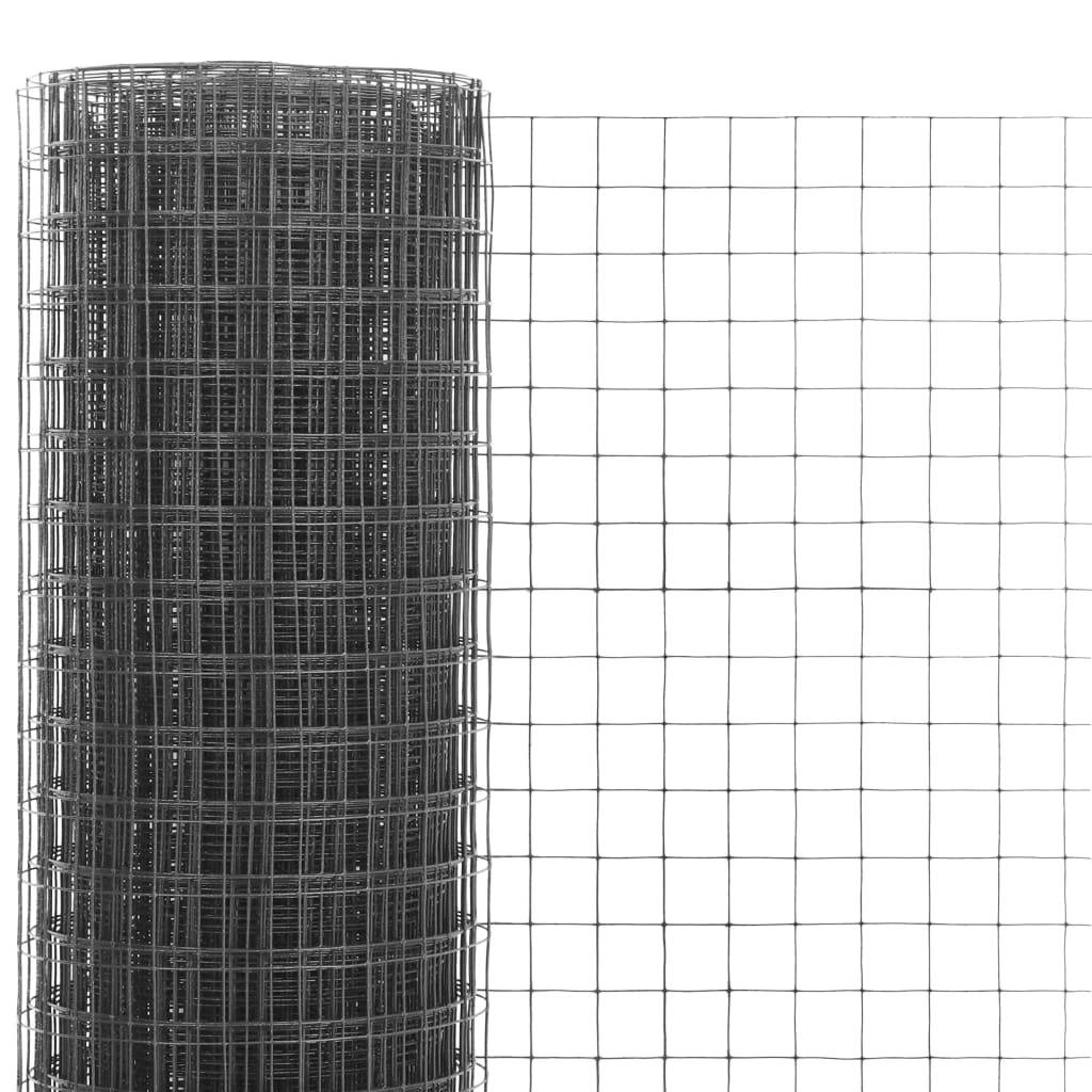 vidaXL Drahtzaun Stahl mit PVC-Beschichtung 25x1,5 m Grau