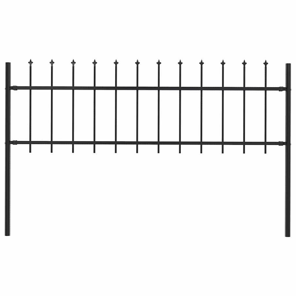 vidaXL Gartenzaun mit Speerspitzen Stahl 1,8 m Schwarz