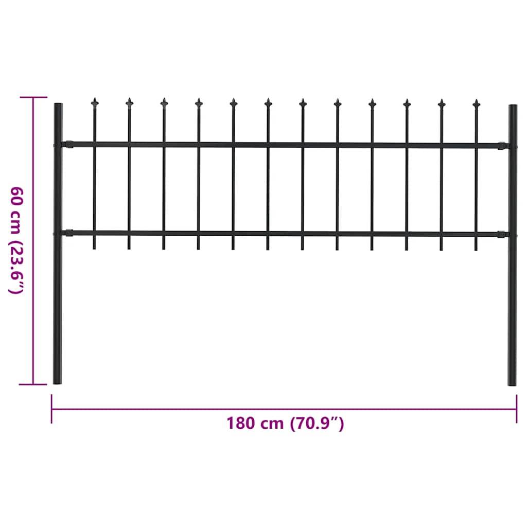 vidaXL Gartenzaun mit Speerspitzen Stahl 1,8 m Schwarz