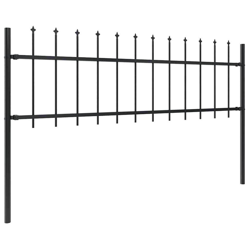 vidaXL Gartenzaun mit Speerspitzen Stahl 1,8 m Schwarz