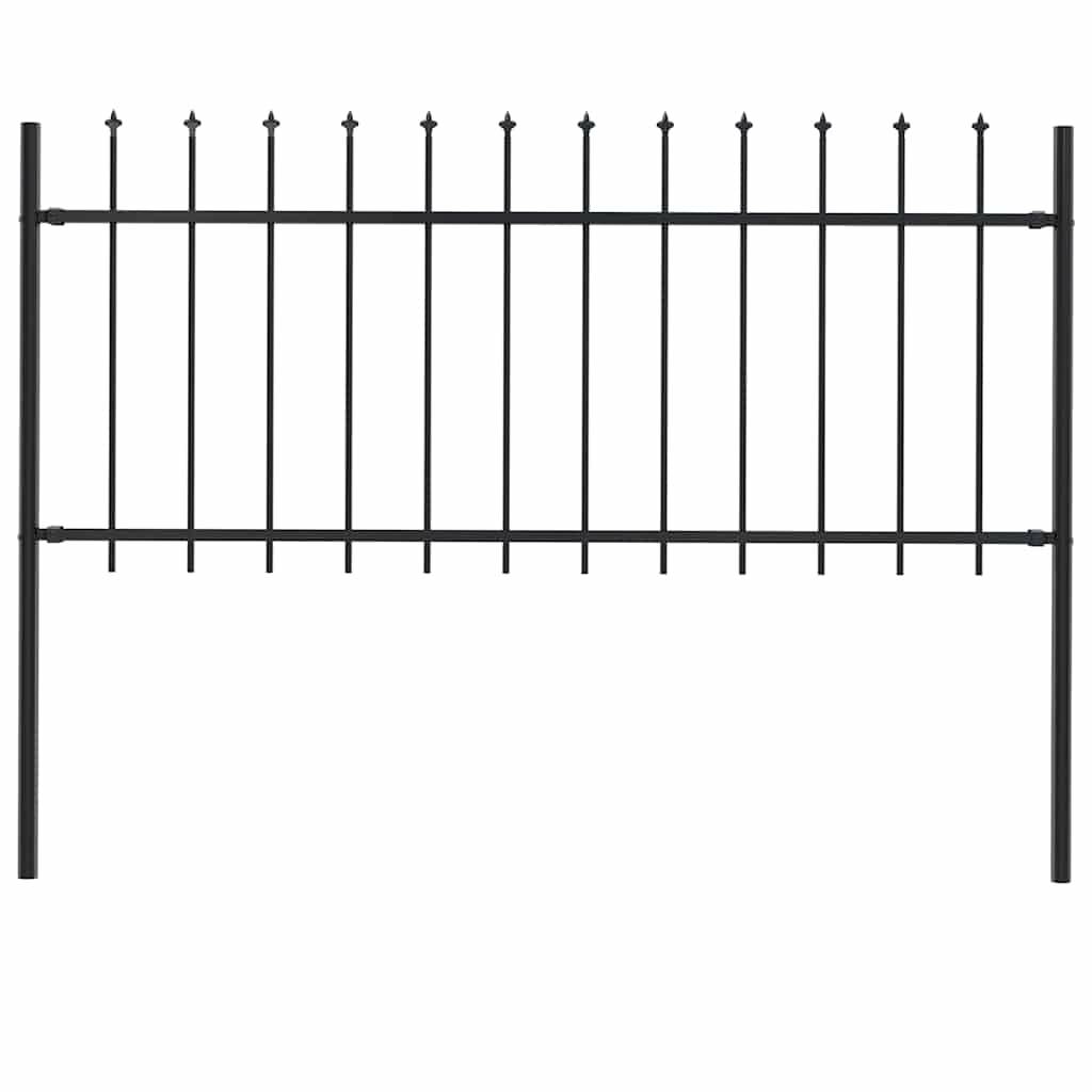 vidaXL Gartenzaun mit Speerspitzen Stahl 1,8 m Schwarz
