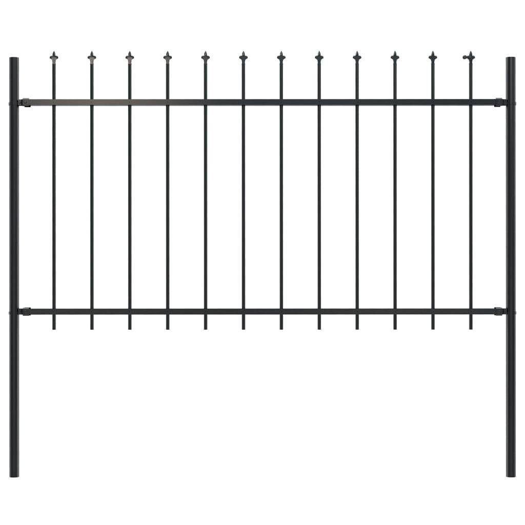 vidaXL Gartenzaun mit Speerspitzen Stahl 1,8 m Schwarz