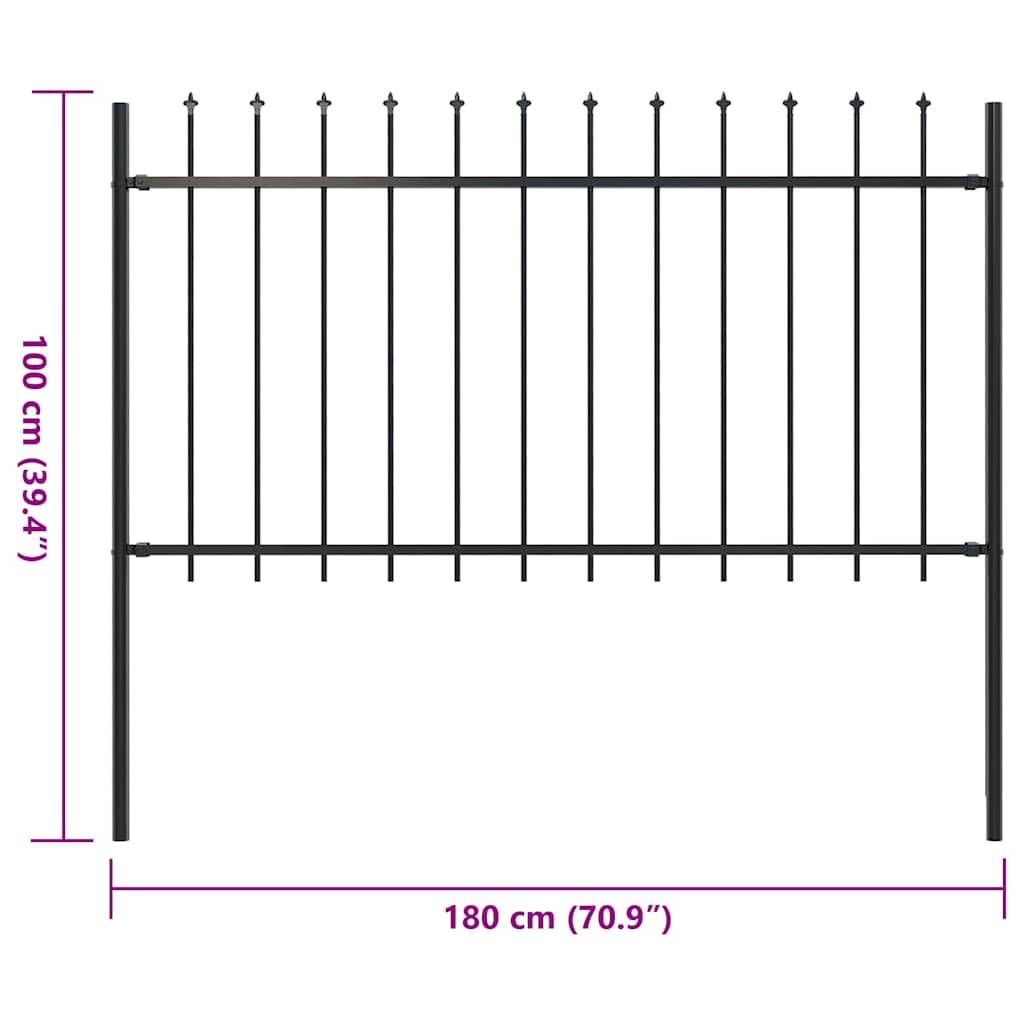 vidaXL Gartenzaun mit Speerspitzen Stahl 1,8 m Schwarz