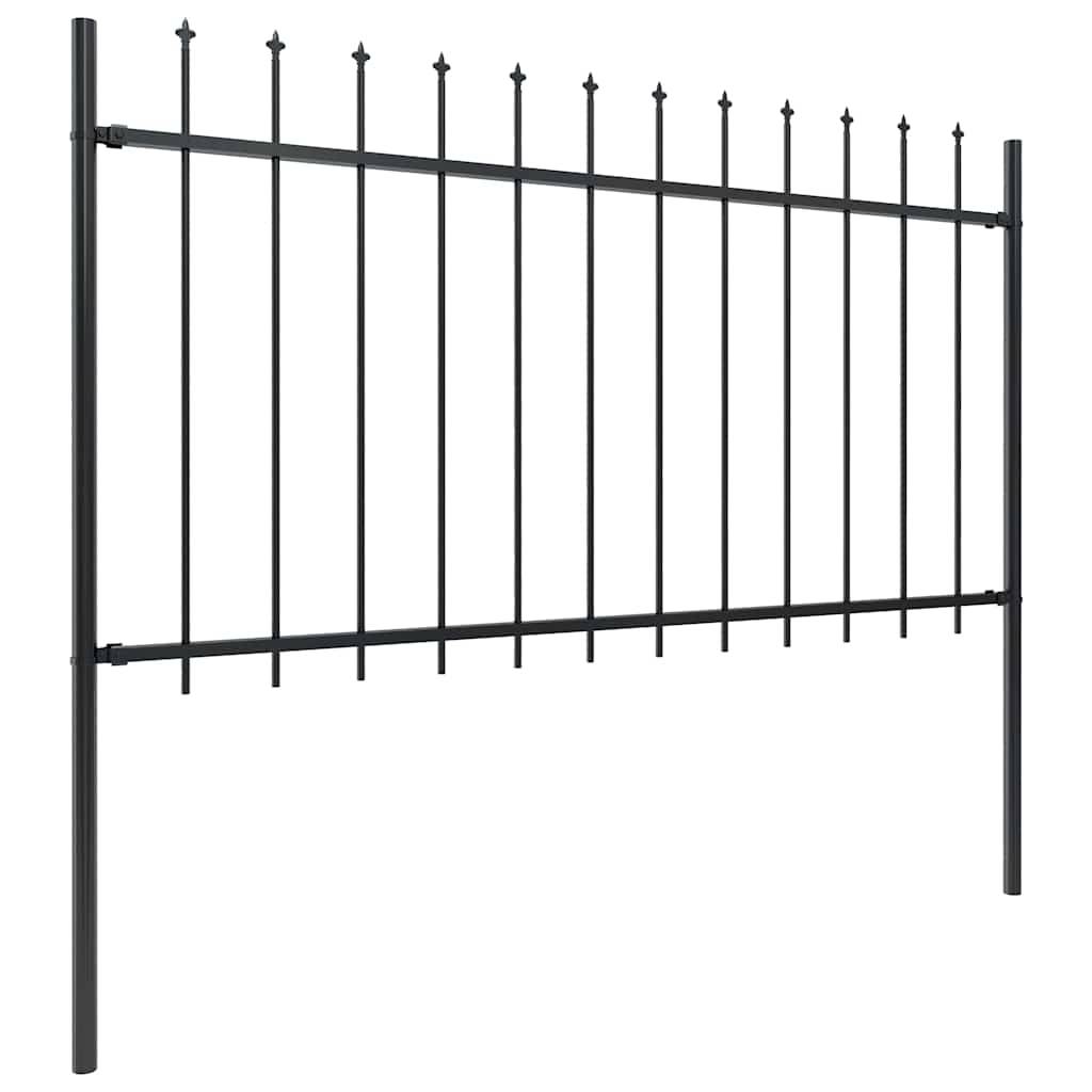 vidaXL Gartenzaun mit Speerspitzen Stahl 1,8 m Schwarz
