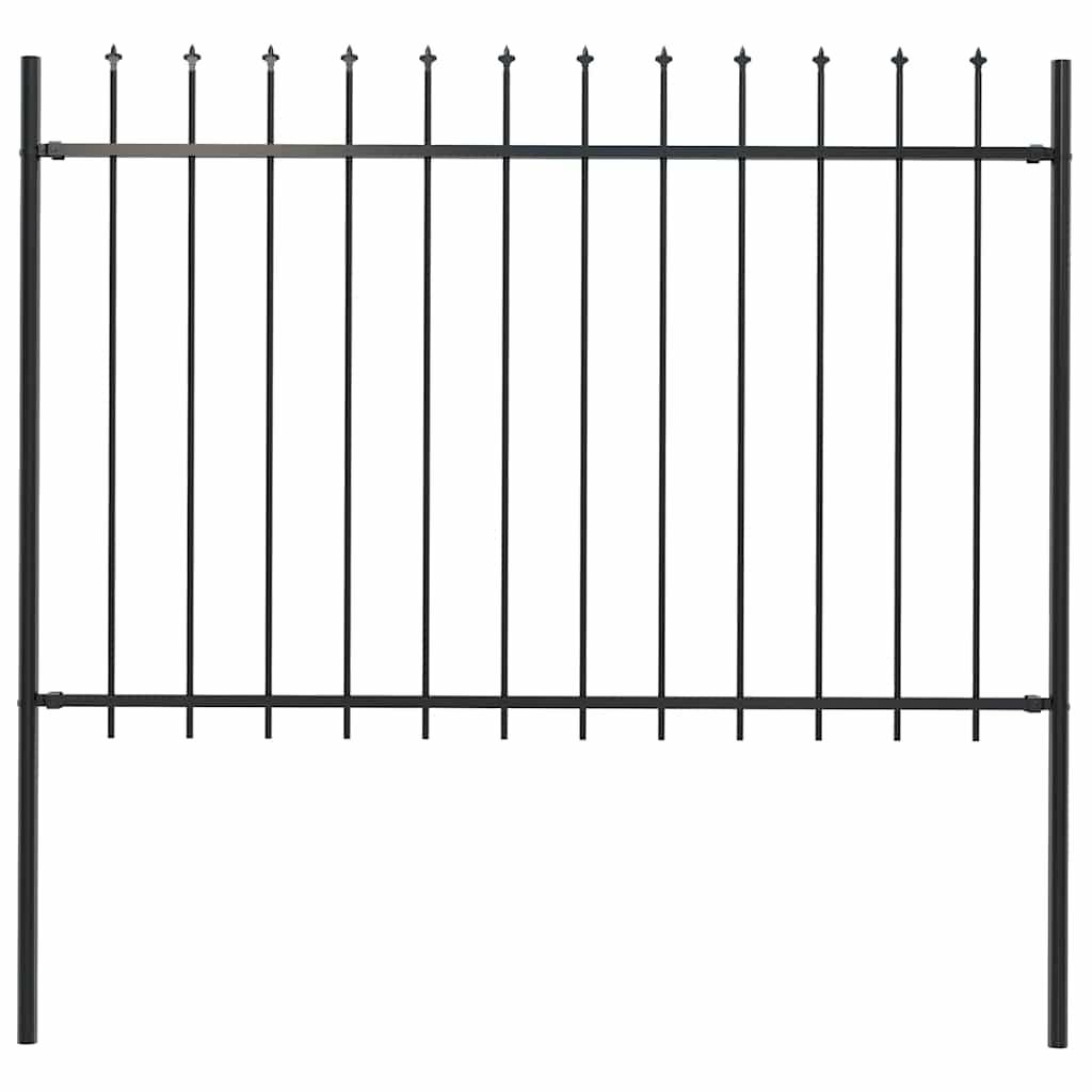 vidaXL Gartenzaun mit Speerspitzen Stahl 1,8 m Schwarz