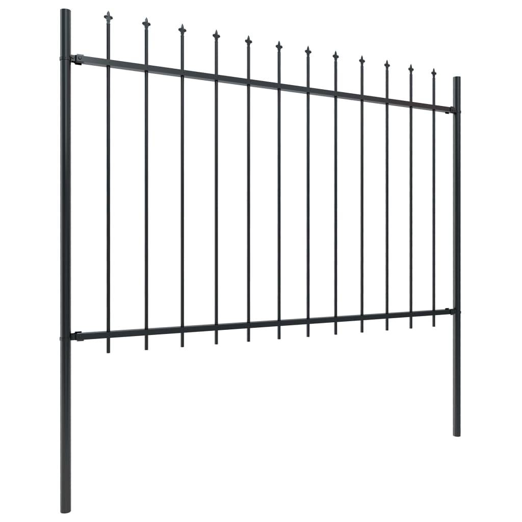 vidaXL Gartenzaun mit Speerspitzen Stahl 10,2 x 1,2 m Schwarz