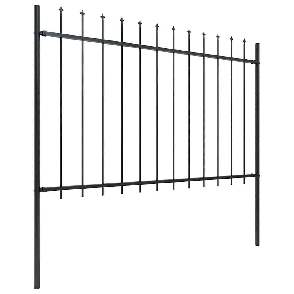 vidaXL Gartenzaun mit Speerspitzen Stahl 1,8 m Schwarz