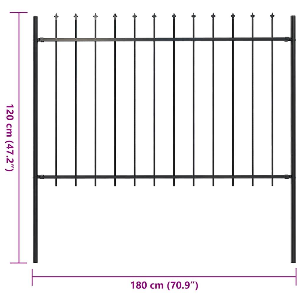 vidaXL Gartenzaun mit Speerspitzen Stahl 1,8 m Schwarz