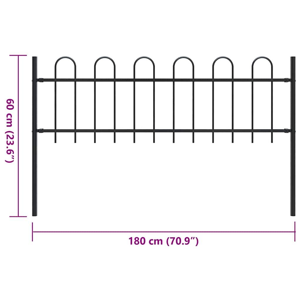 vidaXL Gartenzaun mit Bügel-Design Stahl 1,8 m Schwarz