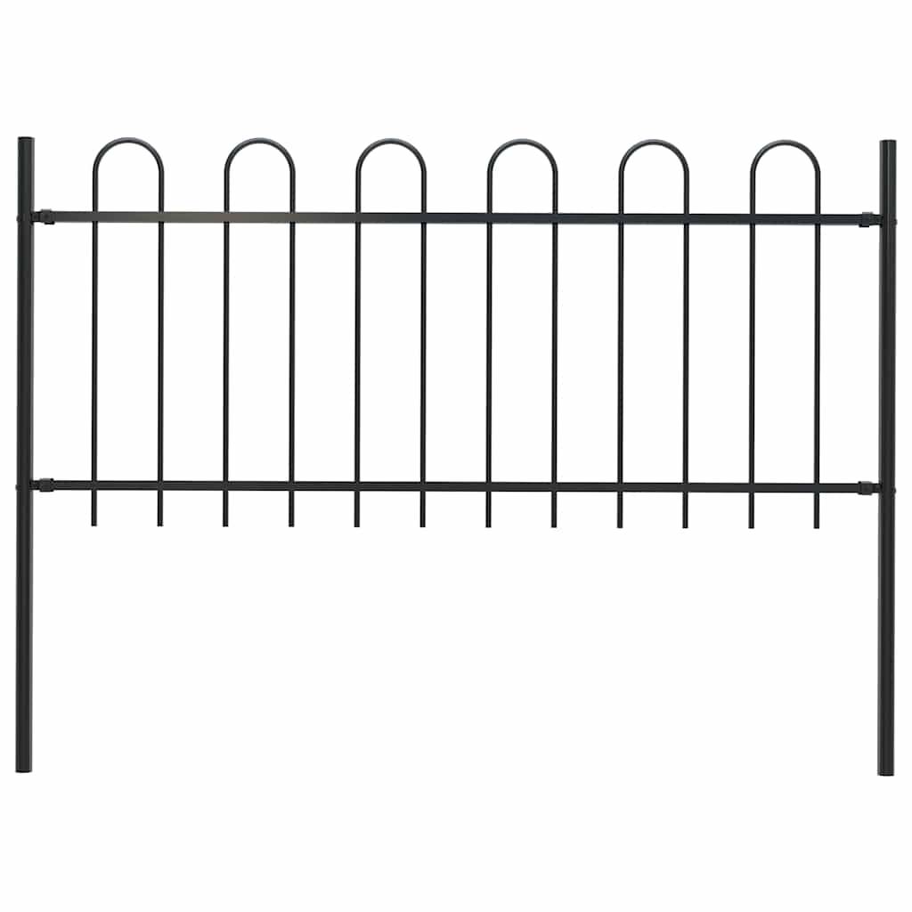 vidaXL Gartenzaun mit Bügel-Design Stahl 1,8 m Schwarz