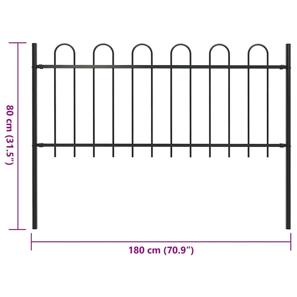vidaXL Gartenzaun mit Bügel-Design Stahl 1,8 m Schwarz