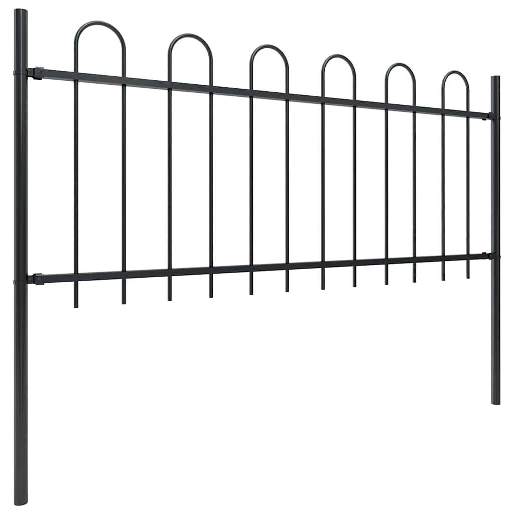 vidaXL Gartenzaun mit Bügel-Design Stahl 15,3 x 0,8 m Schwarz