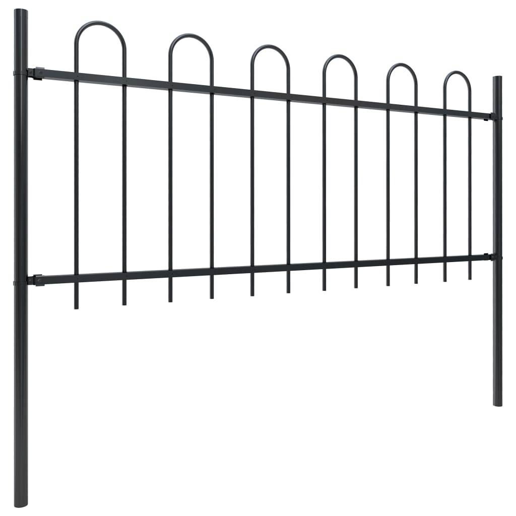 vidaXL Gartenzaun mit Bügel-Design Stahl 6,8 x 0,8 m Schwarz
