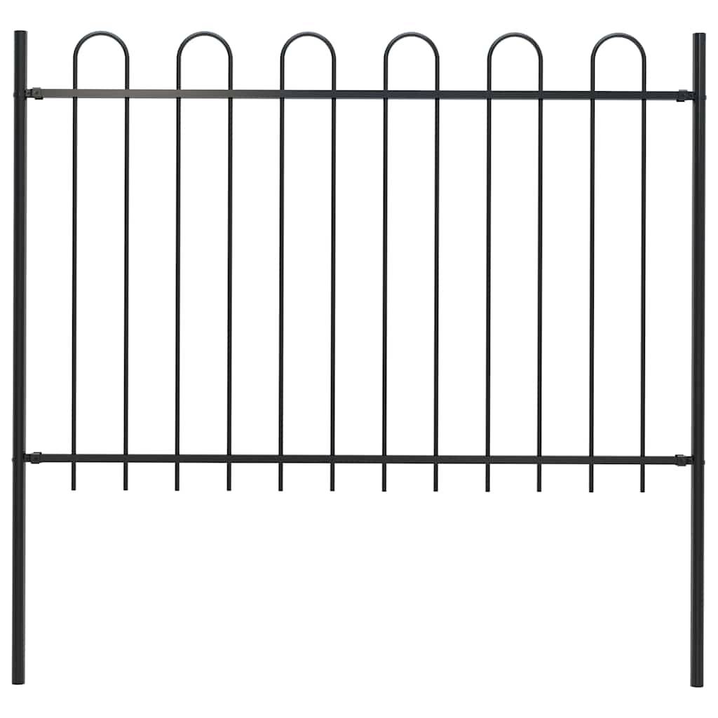 vidaXL Gartenzaun mit Bügel-Design Stahl 1,8 m Schwarz