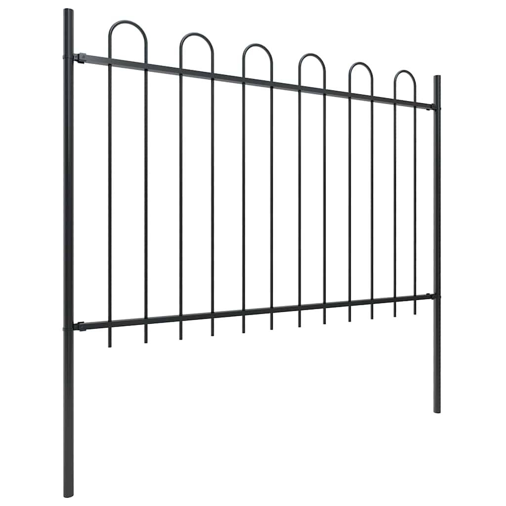vidaXL Gartenzaun mit Bügel-Design Stahl 11,9 x 1,2 m Schwarz