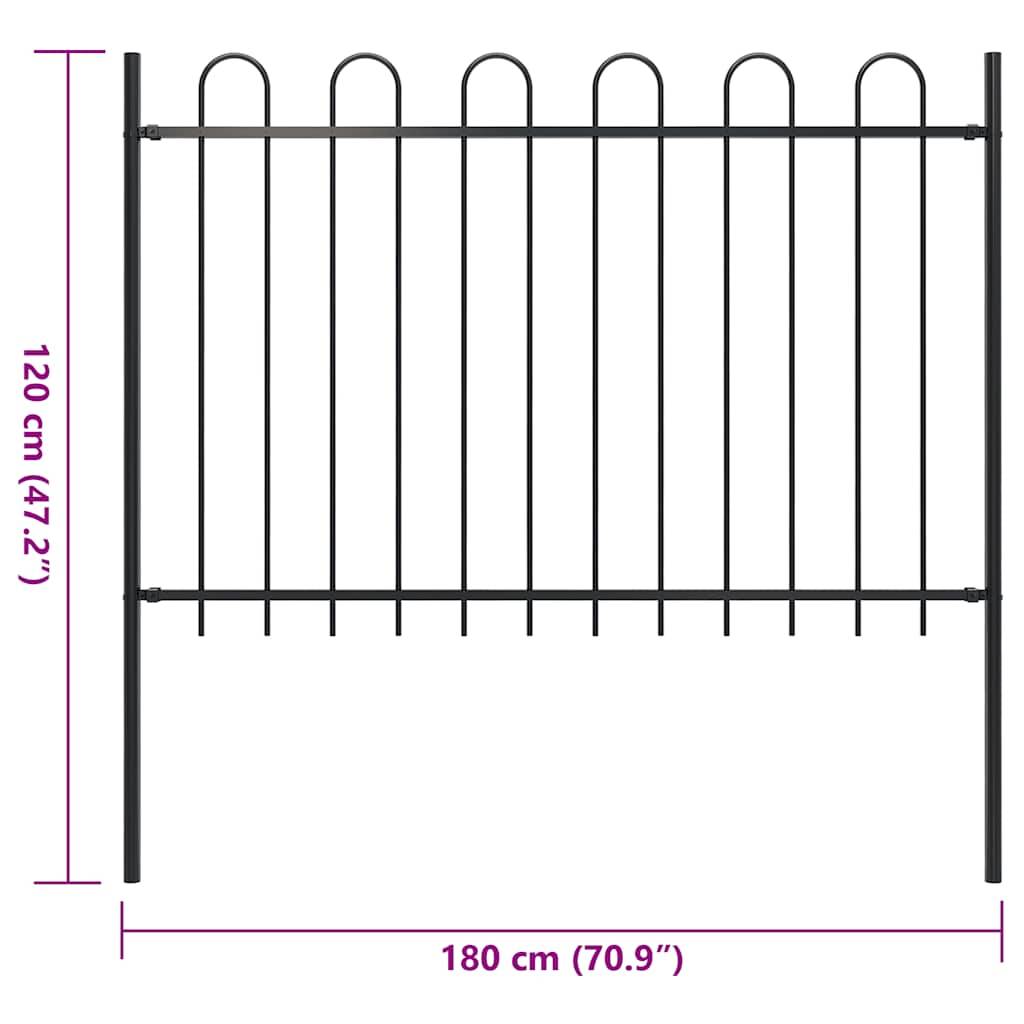 vidaXL Gartenzaun mit Bügel-Design Stahl 1,8 m Schwarz