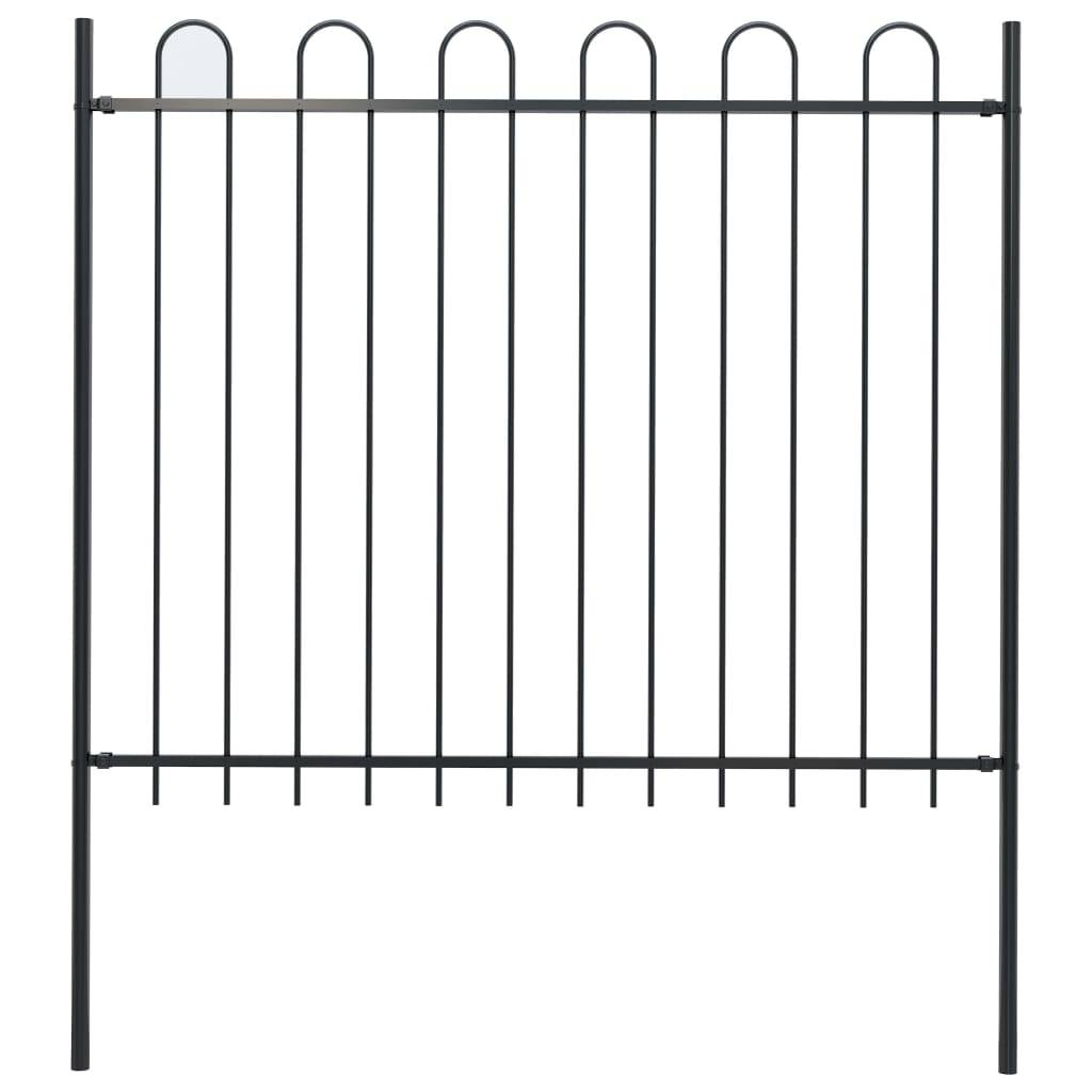 vidaXL Gartenzaun mit Bügel-Design Stahl 1,7 m Schwarz