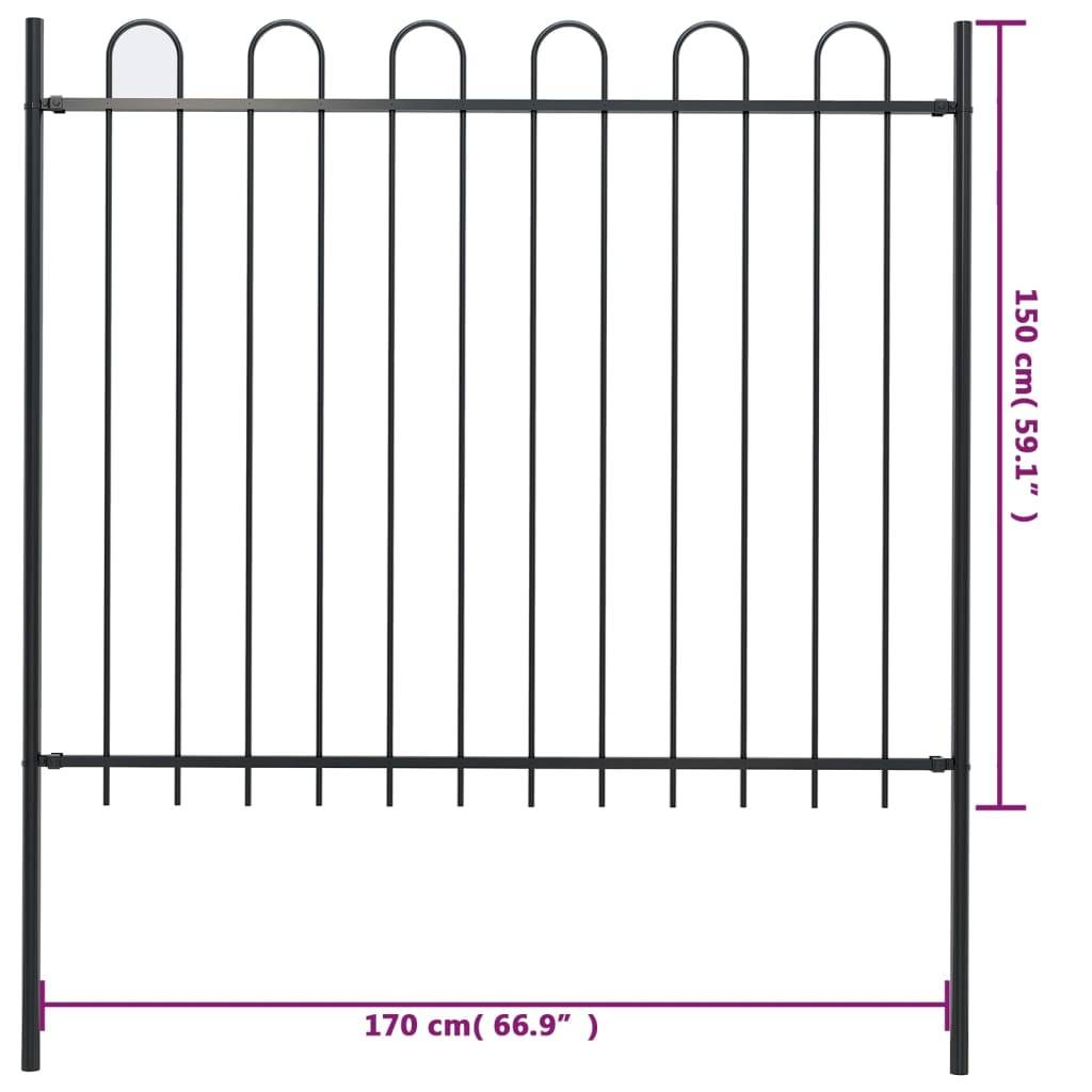 vidaXL Gartenzaun mit Bügel-Design Stahl 1,7 m Schwarz