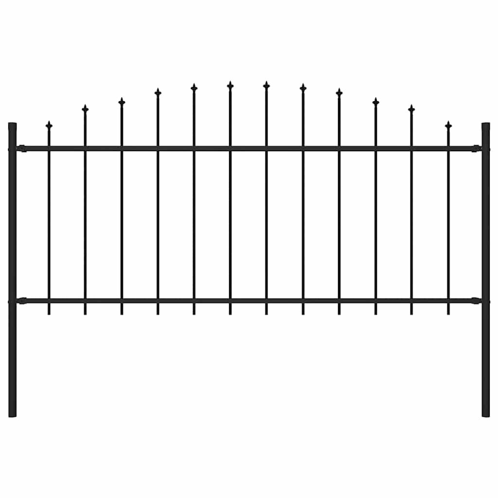 vidaXL Gartenzaun mit Speerspitzen Stahl (0,5 - 0,75) x 1,7 m Schwarz