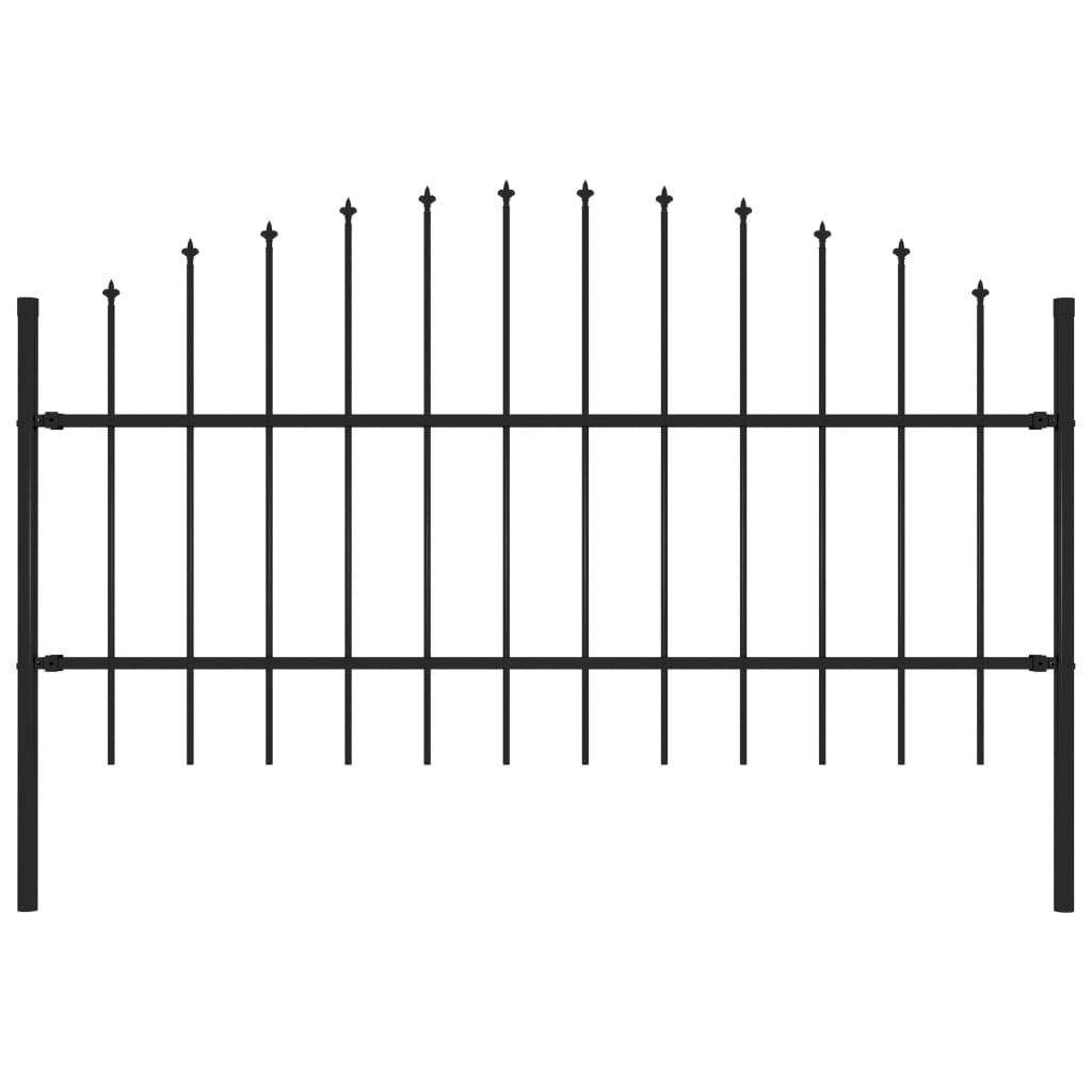 vidaXL Gartenzaun mit Speerspitzen Stahl (0,75 - 1) x 1,7 m Schwarz