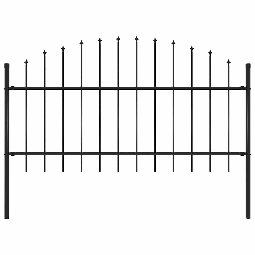 vidaXL Gartenzaun mit Speerspitzen Stahl (1 - 1,25) x 1,7 m Schwarz
