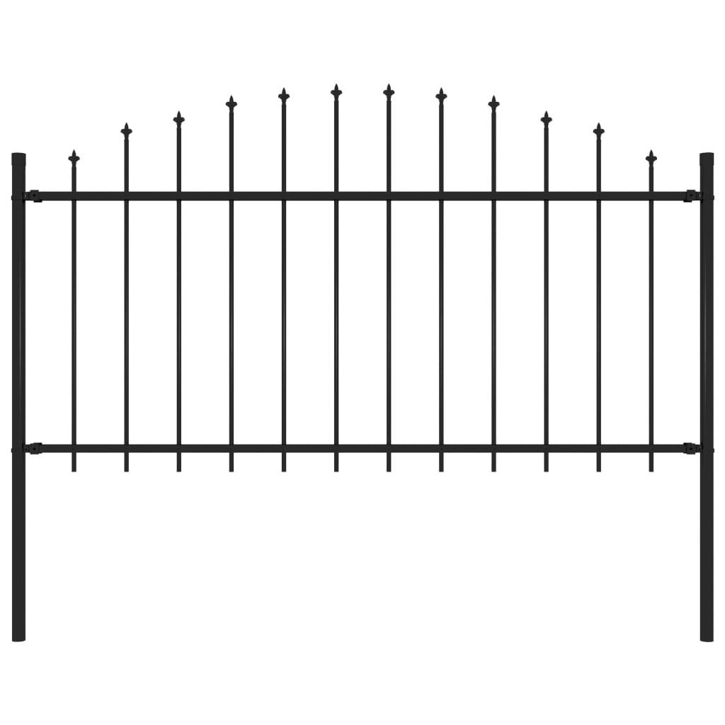 vidaXL Gartenzaun mit Speerspitzen Stahl (1,25 - 1,5) x 1,7 m Schwarz
