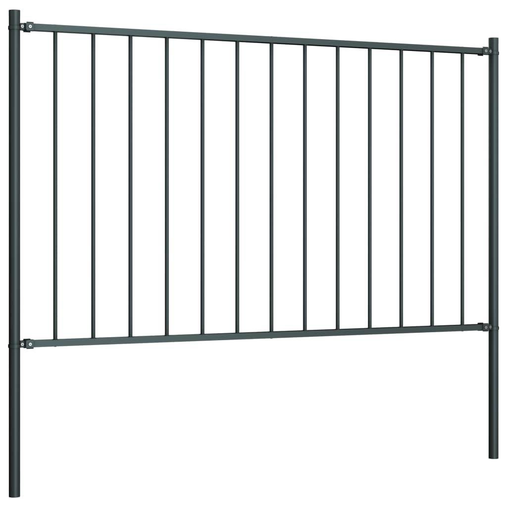 vidaXL Zaunfeld mit Pfosten Pulverbeschichteter Stahl 1,7 x 1,25 m
