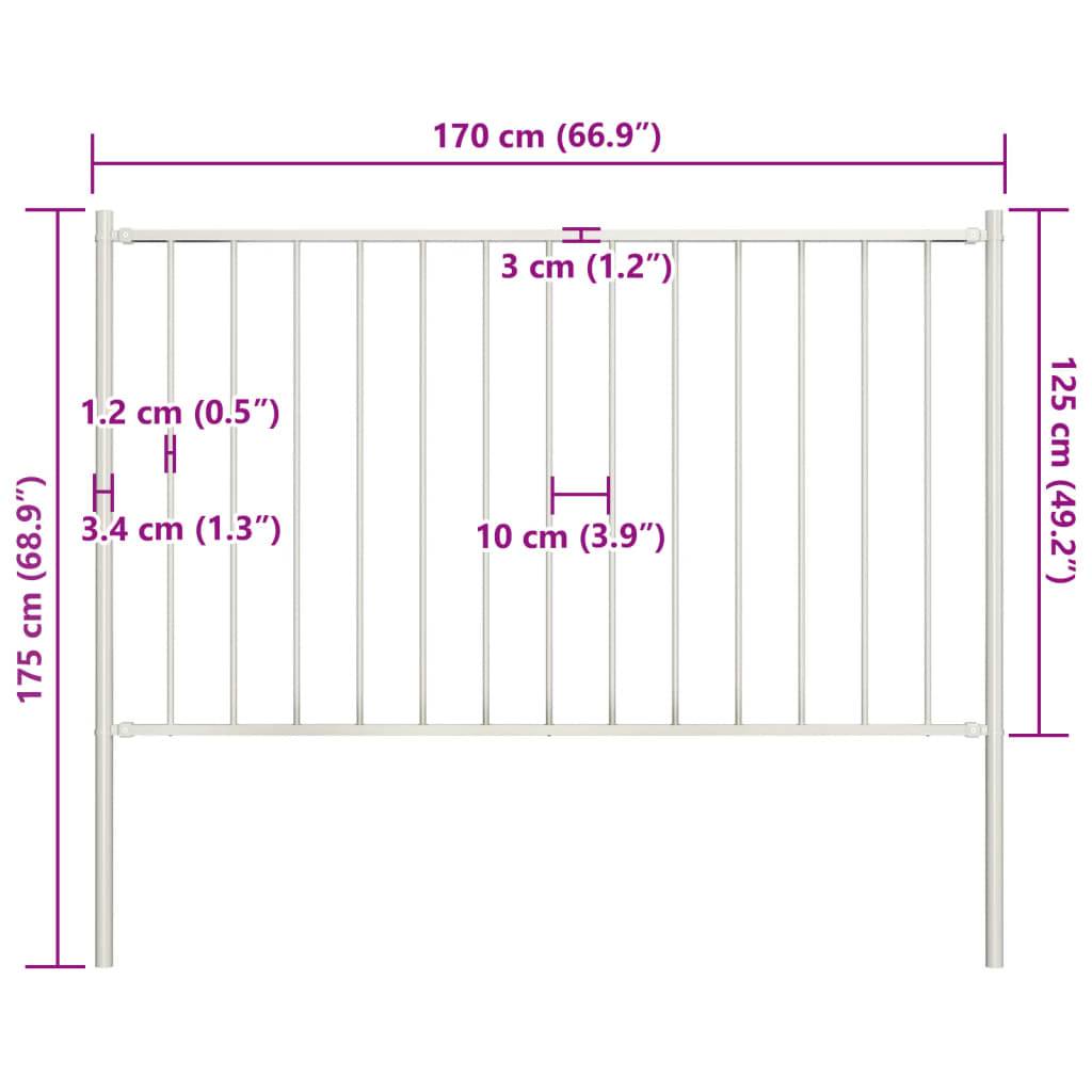 vidaXL Zaunfeld mit Pfosten Pulverbeschichteter Stahl 1,7x1,25 m Weiß