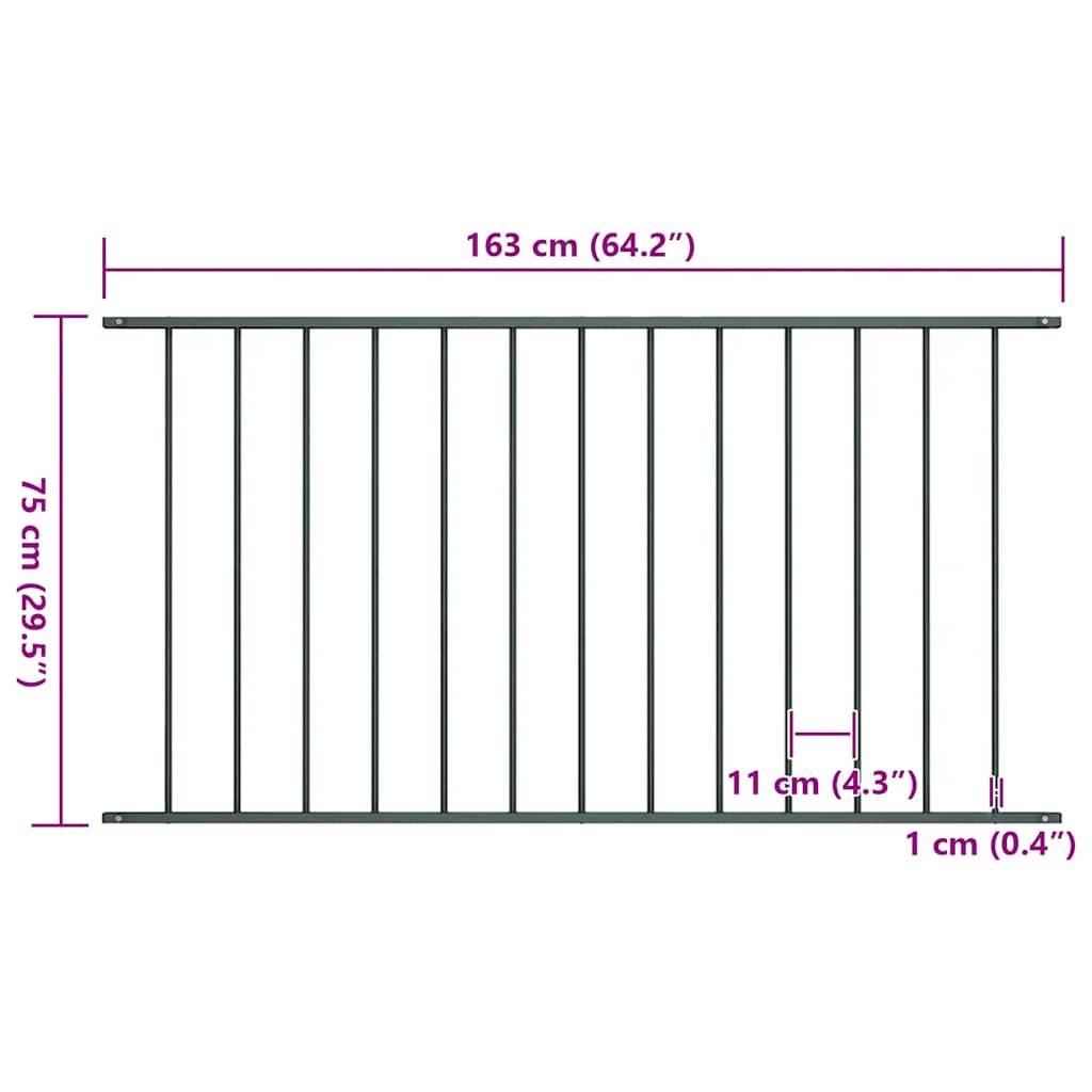 vidaXL Zaunfeld Pulverbeschichteter Stahl 1,63 x 0,75 m Anthrazit