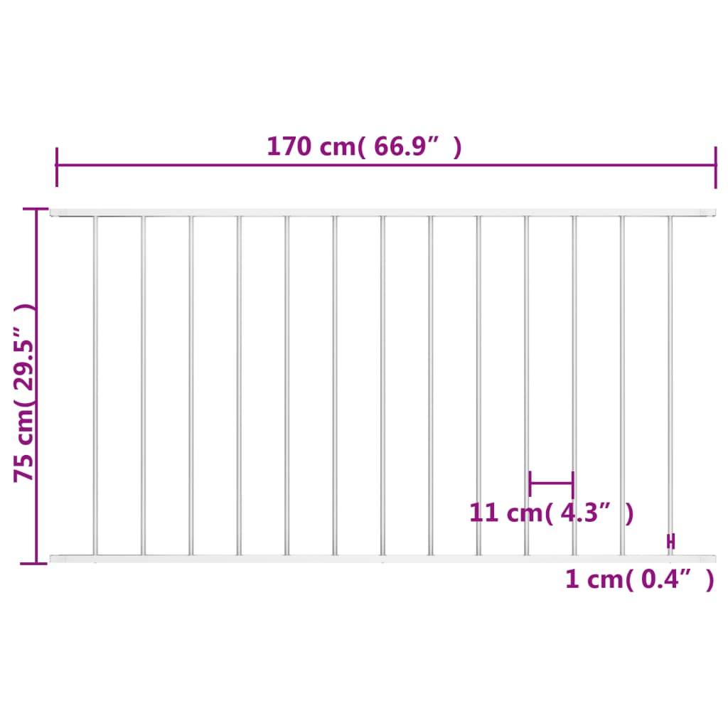 vidaXL Zaunfeld Pulverbeschichteter Stahl 1,63 x 0,75 m Weiß