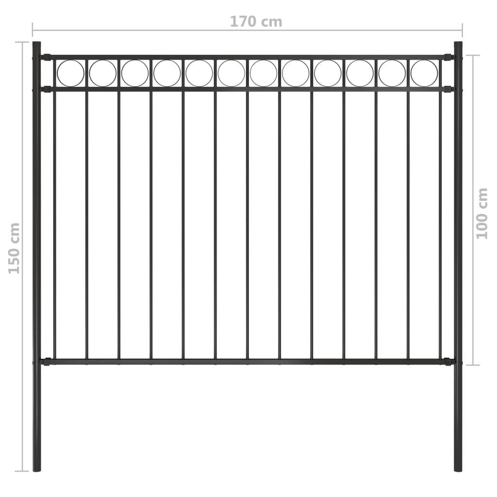 vidaXL Gartenzaun Stahl 1,7x1 m Schwarz