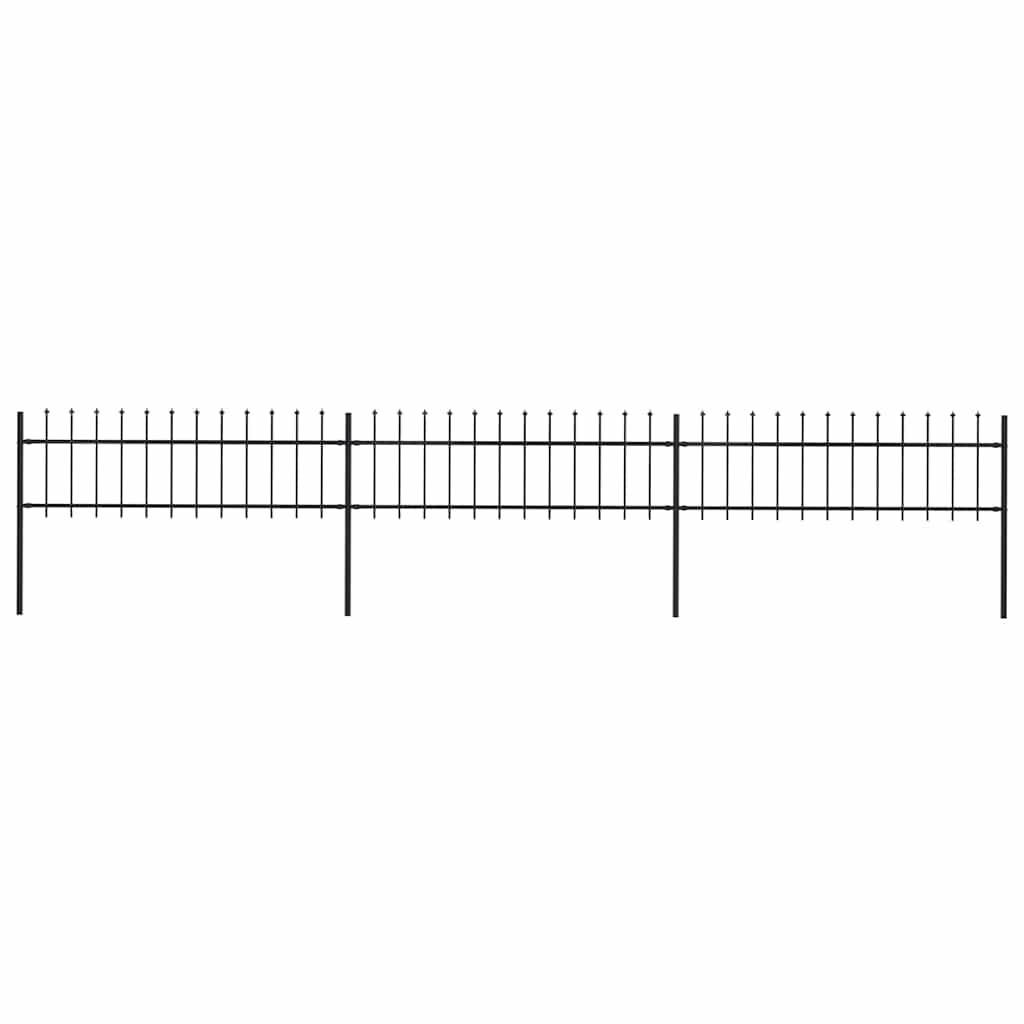 vidaXL Gartenzaun mit Speerspitzen Stahl 5,1 x 0,6 m Schwarz