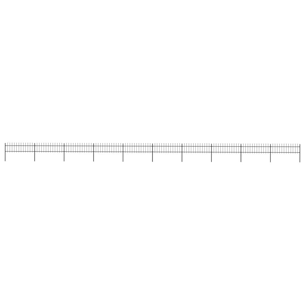 vidaXL Gartenzaun mit Speerspitzen Stahl 17 x 0,6 m Schwarz