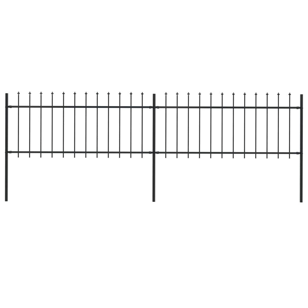 vidaXL Gartenzaun mit Speerspitzen Stahl 3,4 x 0,8 m Schwarz