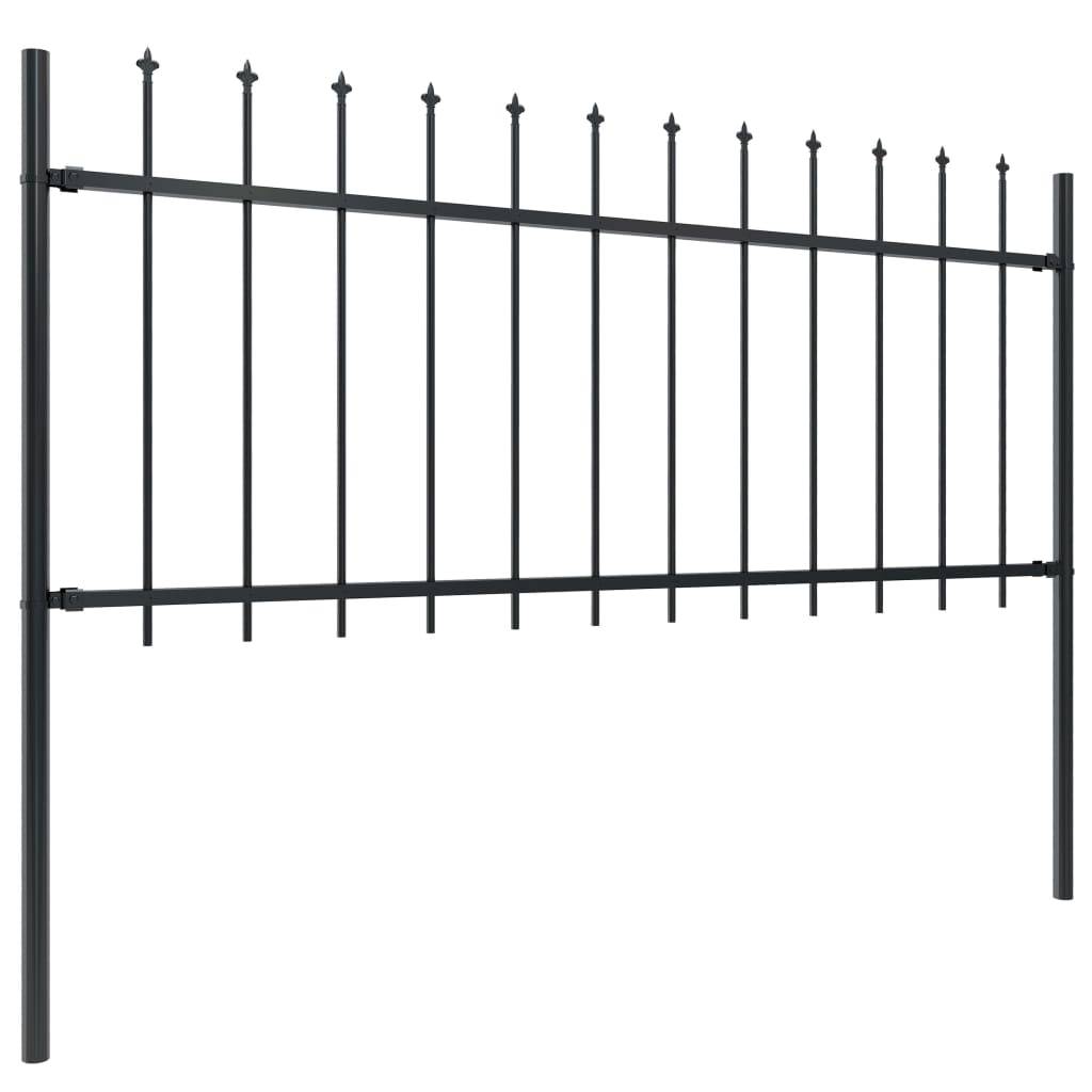 vidaXL Gartenzaun mit Speerspitzen Stahl 10,2 x 0,8 m Schwarz