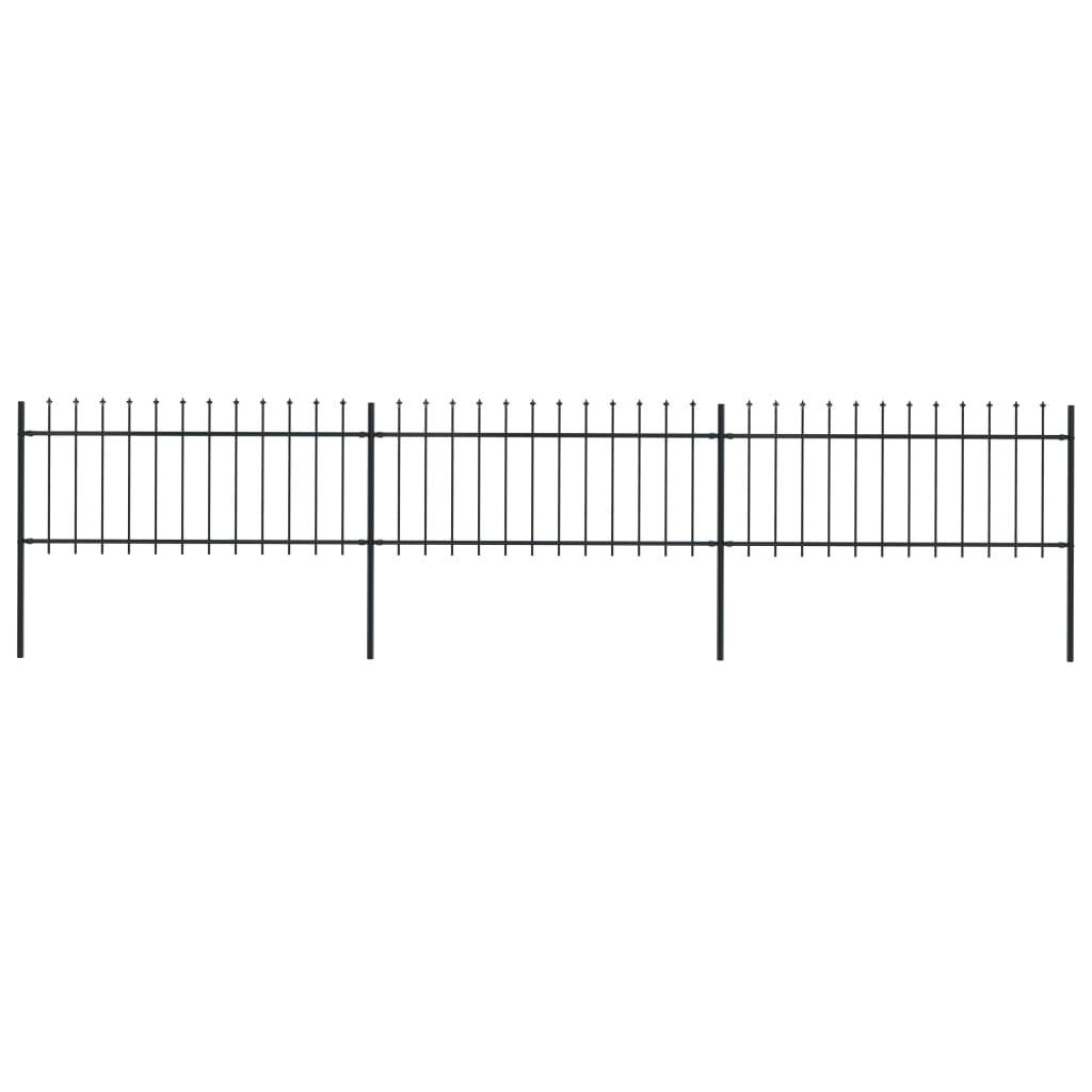 vidaXL Gartenzaun mit Speerspitzen Stahl 5,1 x 0,8 m Schwarz