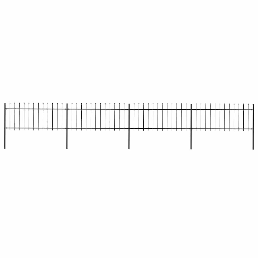 vidaXL Gartenzaun mit Speerspitzen Stahl 6,8 x 0,8 m Schwarz