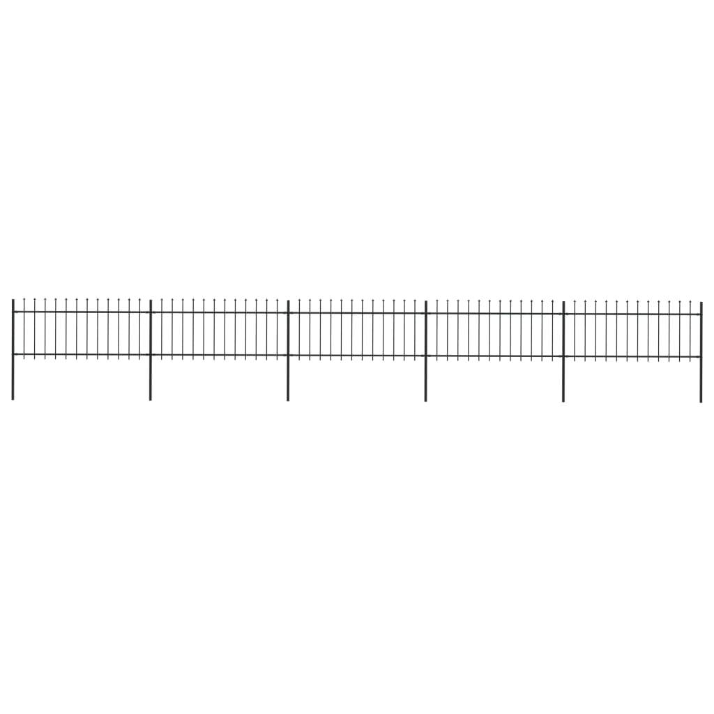 vidaXL Gartenzaun mit Speerspitzen Stahl 8,5 x 0,8 m Schwarz